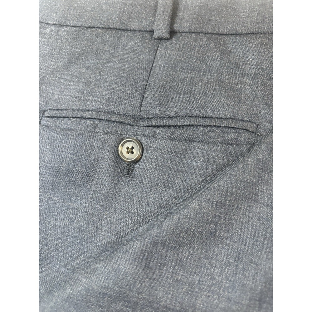 Lands End‎ Mens 100% Wool Dress Pants Trousers Slacks 34x32 Navy Pleated Cuffed - Picture 8 of 9